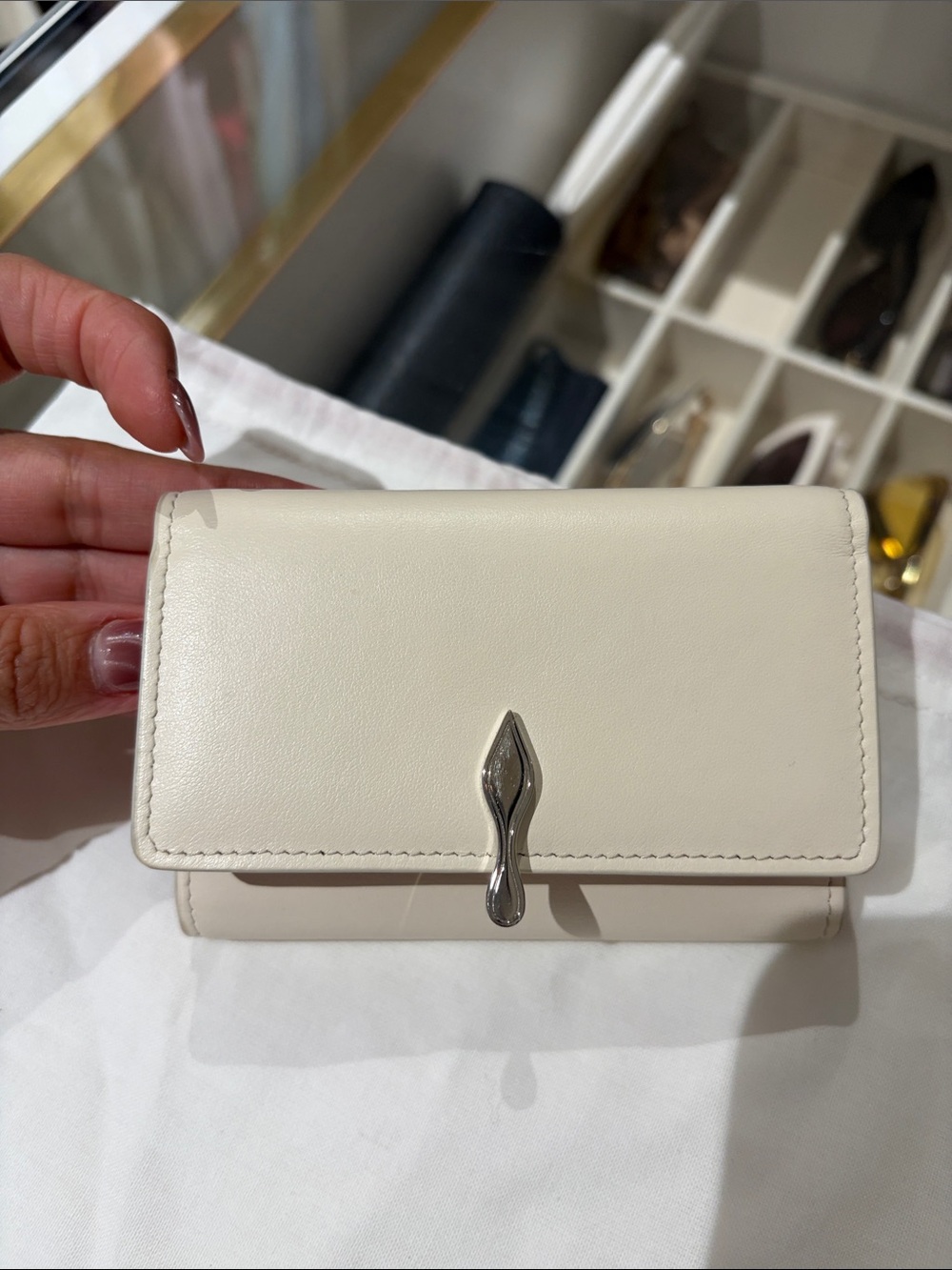 Christian Louboutin Paloma Mini Wallet Cream & Red